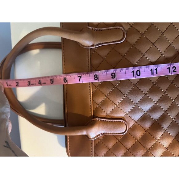 SCARLETTOWN Handbag Womens Brown Quilted Bow Satchel Tote Purse Top Zip Feet - Picture 11 of 11